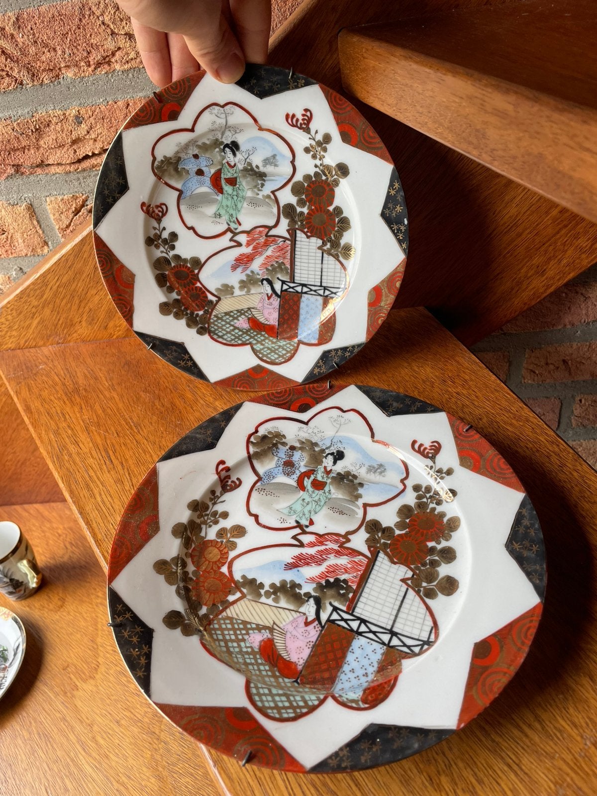 2x antieke japanse borden Kutani- of Geishaware, Ophalen of Verzenden