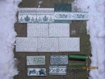 6m2 antieke metrotegels 12x18cm wit groen div randtegels, Antiek en Kunst, Ophalen