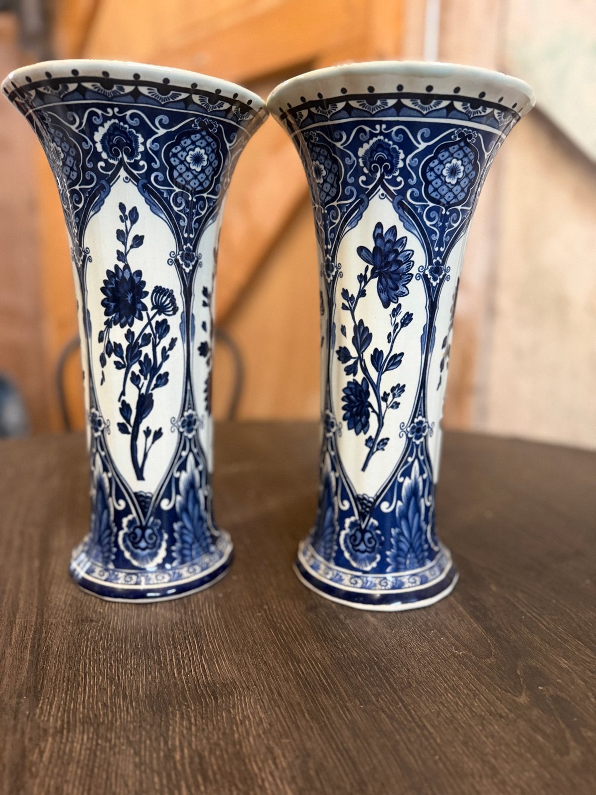 Set van 2 Delft Boch delftsblauwe vazen, licht beschadigd, Ophalen of Verzenden