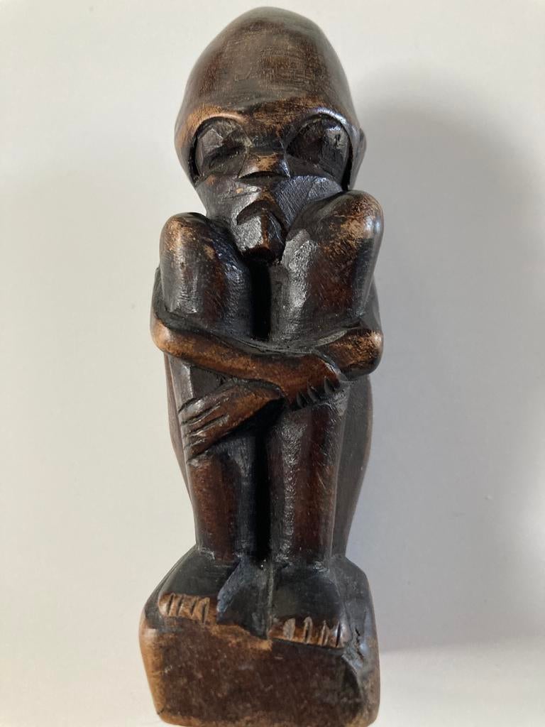 Beeldje Dayak Borneo Indonesie Patina Hout, Verzenden