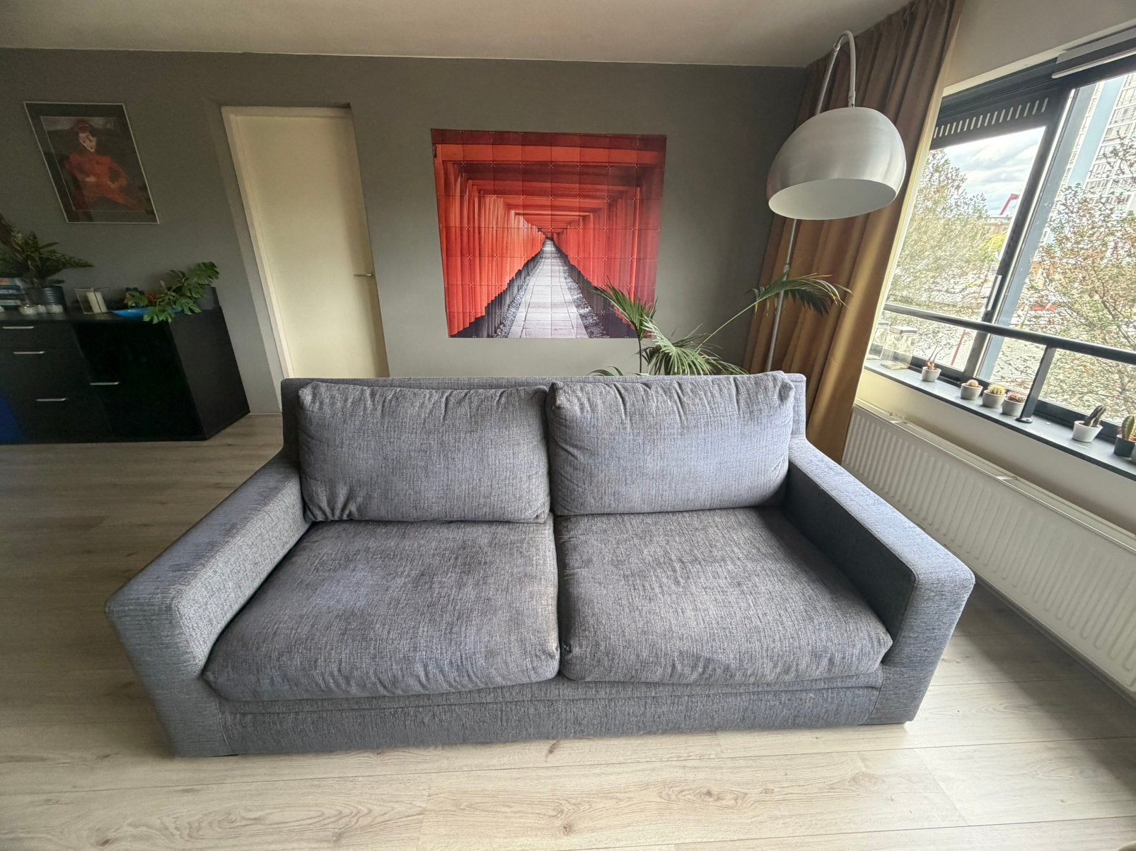 Montel driezitssbank grijs, Huis en Inrichting, Banken | Bankstellen, Ophalen, Gebruikt, Driepersoons, 75 tot 100 cm