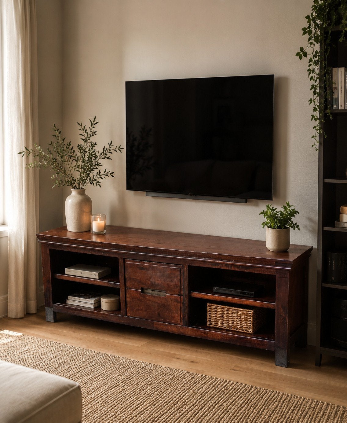 Massief houten tv-meubel van henders & hazel, Ophalen, Gebruikt, 150 tot 200 cm, Modern klassiek