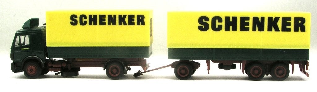 Herpa MB  Schenker (A) huif wisselbak aanhanger, Hobby en Vrije tijd, Ophalen of Verzenden, Zo goed als nieuw, Bus of Vrachtwagen