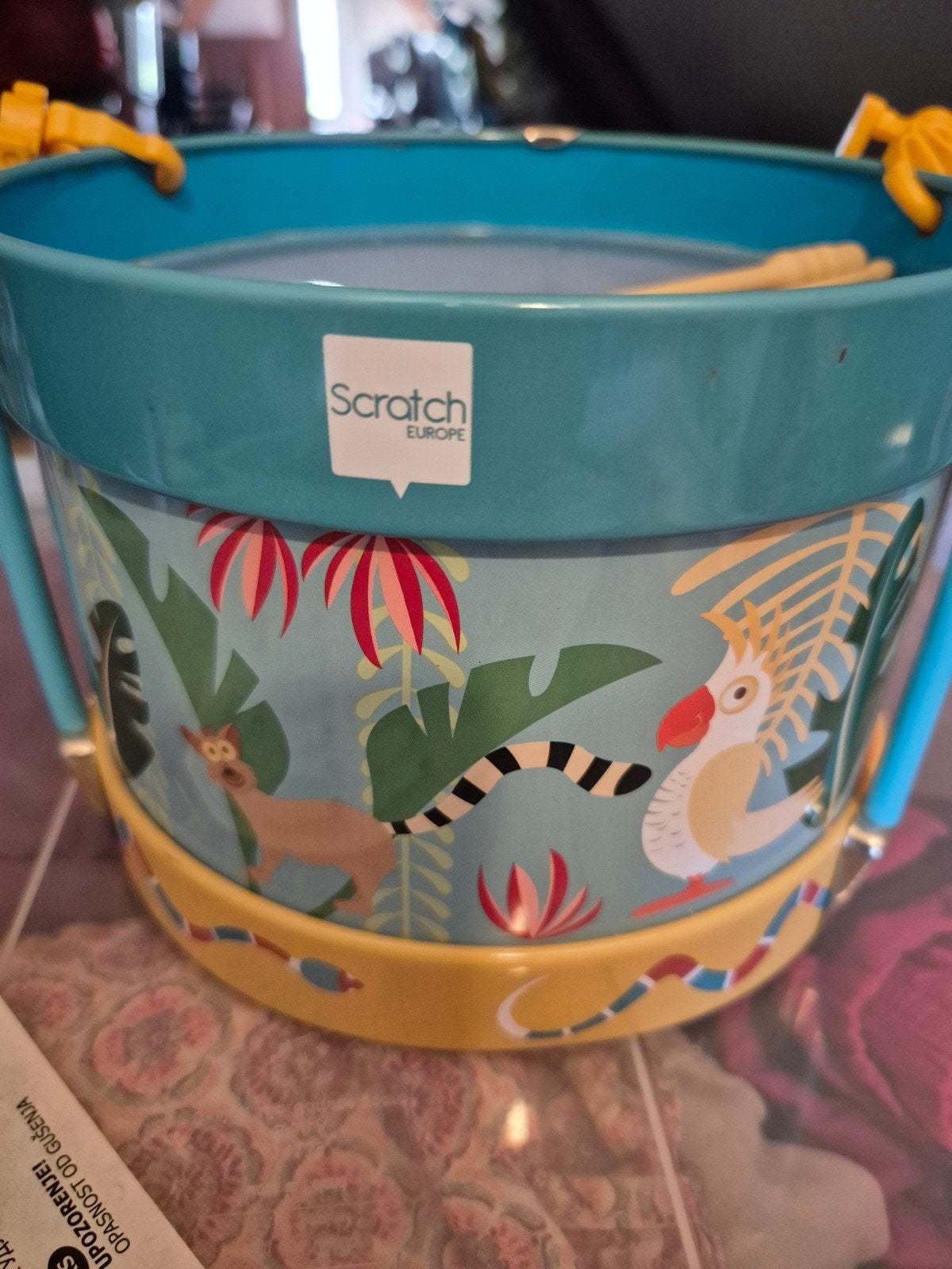 Scratch Europe trommel met jungle thema en stokjes, Ophalen of Verzenden, Zo goed als nieuw, Overige typen
