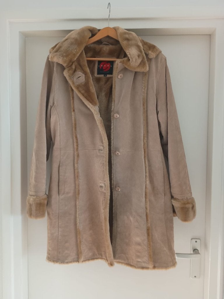 Lammy coat met capuchon, Ophalen of Verzenden, Zo goed als nieuw, Maat 42/44 (L), Bruin