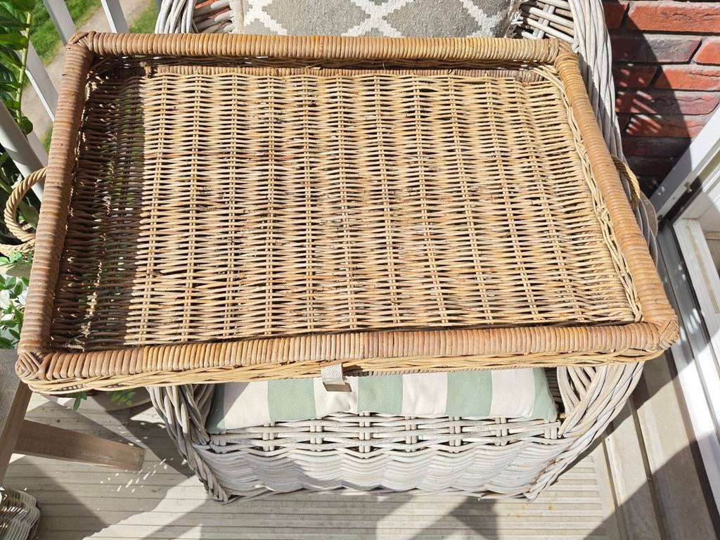 Rotan dienblad met handvatten- Landelijke stijl, Ophalen of Verzenden, Gebruikt, Rechthoekig, Overige materialen