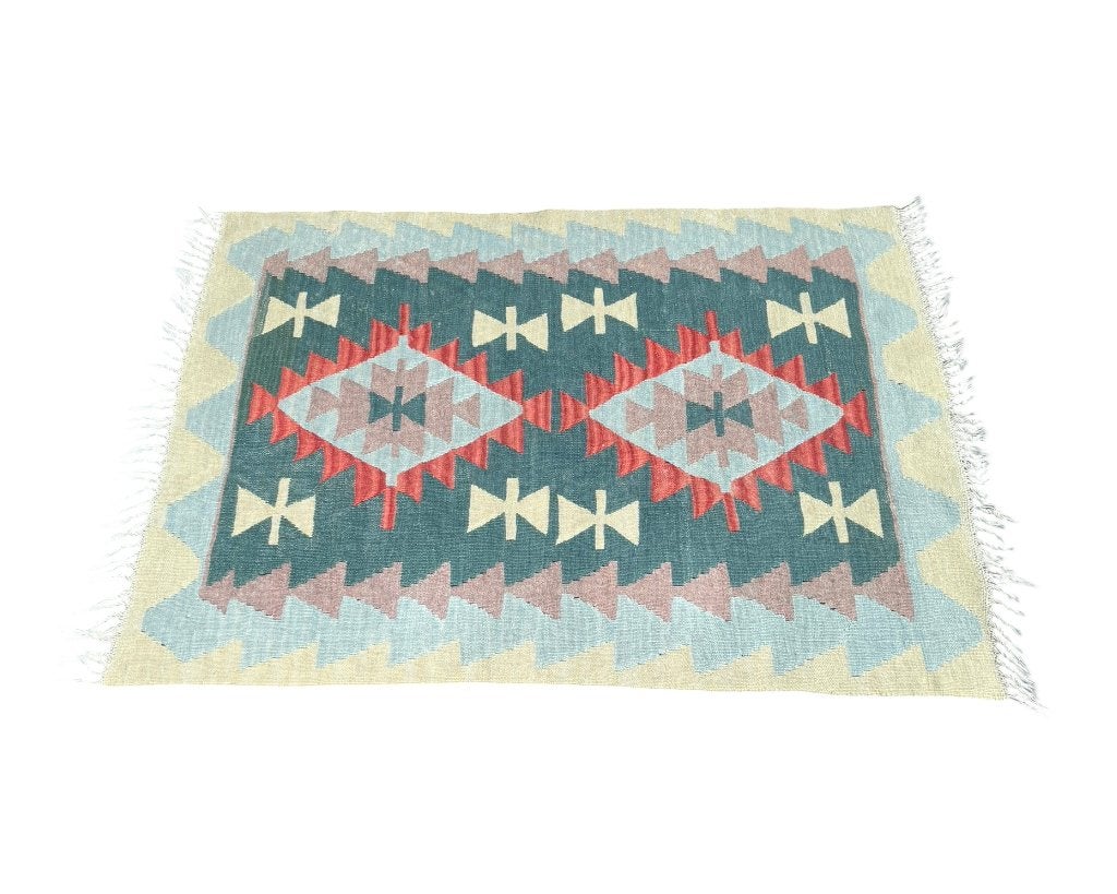 Vintage Vloerkleed Kelim Klein Kleed Tapijt 110x87, Gebruikt, 200 cm of meer, Ophalen of Verzenden, Rechthoekig