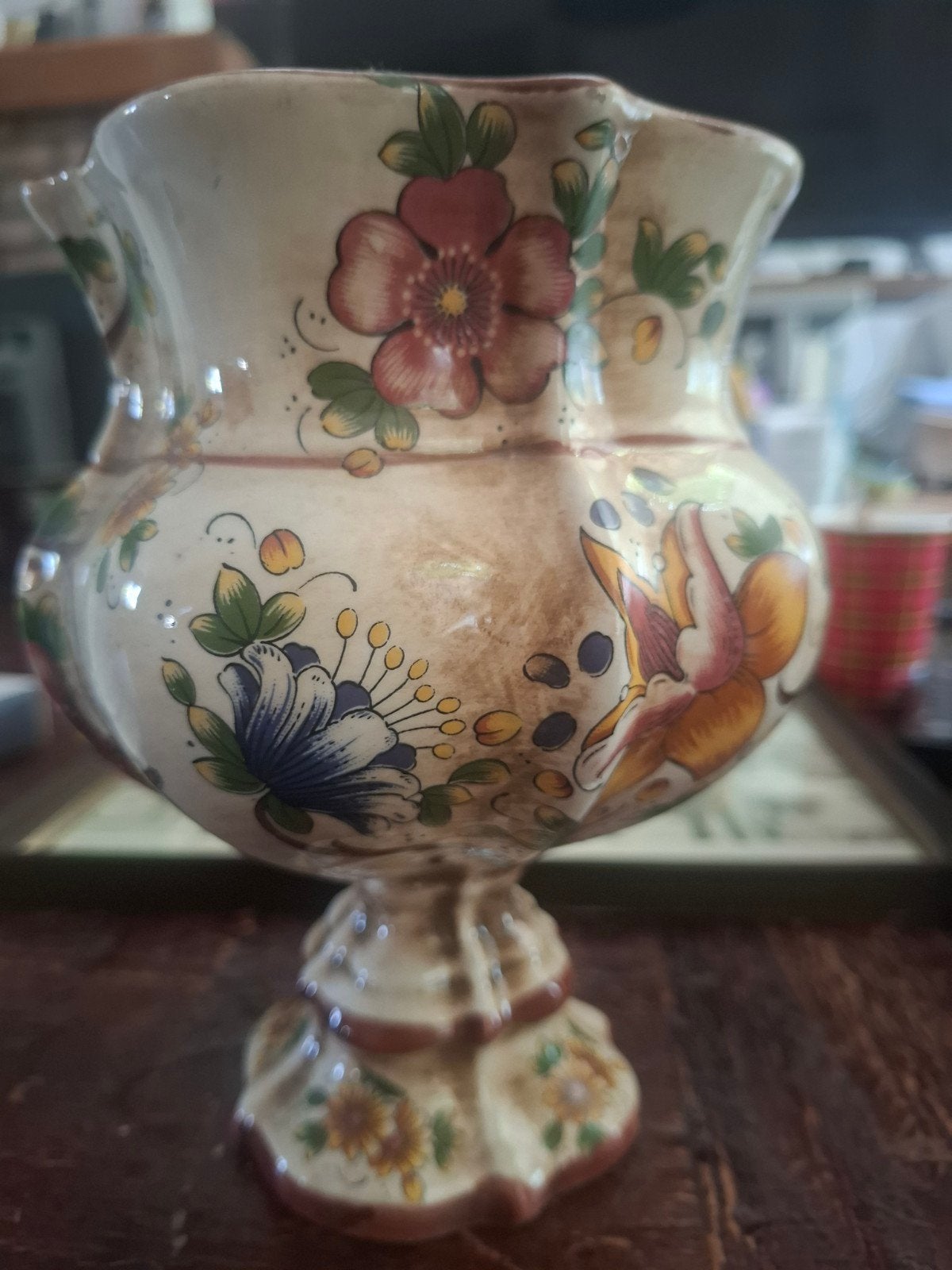 Capodimonte vaas met bloemmotief - Made in Italy, Antiek en Kunst, Ophalen of Verzenden
