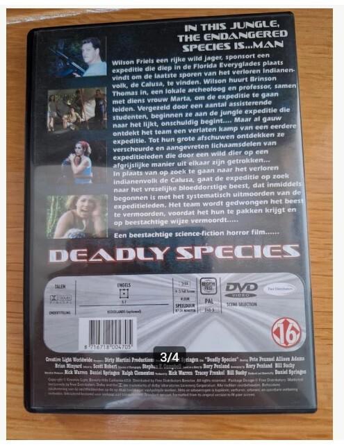 Dvd deadly species h4, Cd's en Dvd's, Dvd's | Horror, Vanaf 16 jaar, Ophalen of Verzenden, Zo goed als nieuw, Overige genres