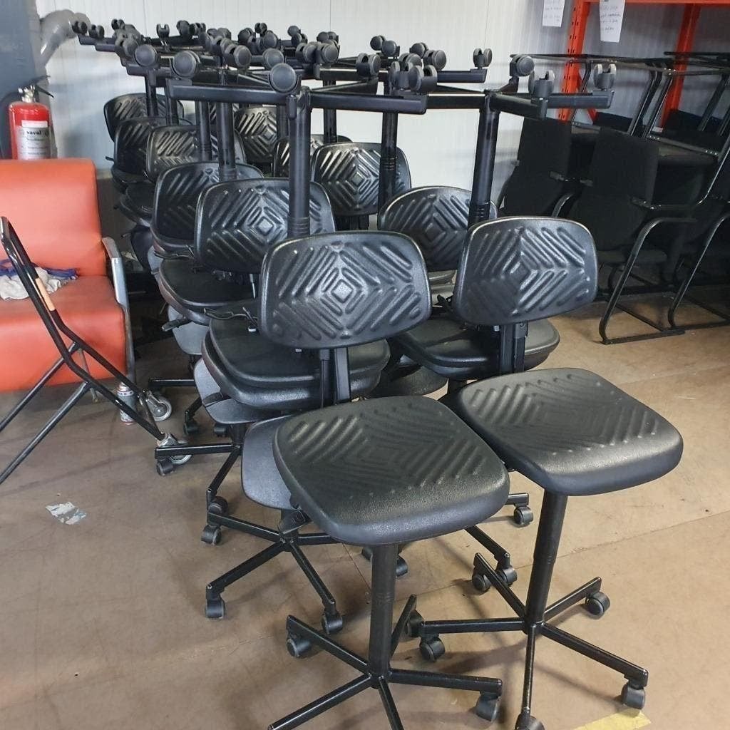 Partij score werkstoel hoge stoelen verrijdbaar werkplaats, Huis en Inrichting, Ophalen, Gebruikt, Zwart