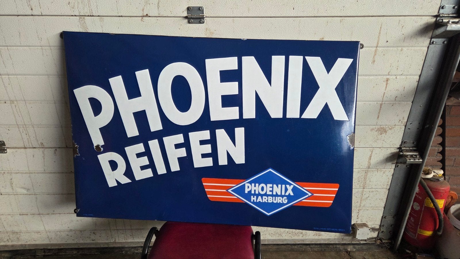 Phoenix reifen  emaille reclamebord, Verzamelen, Ophalen of Verzenden, Gebruikt, Reclamebord
