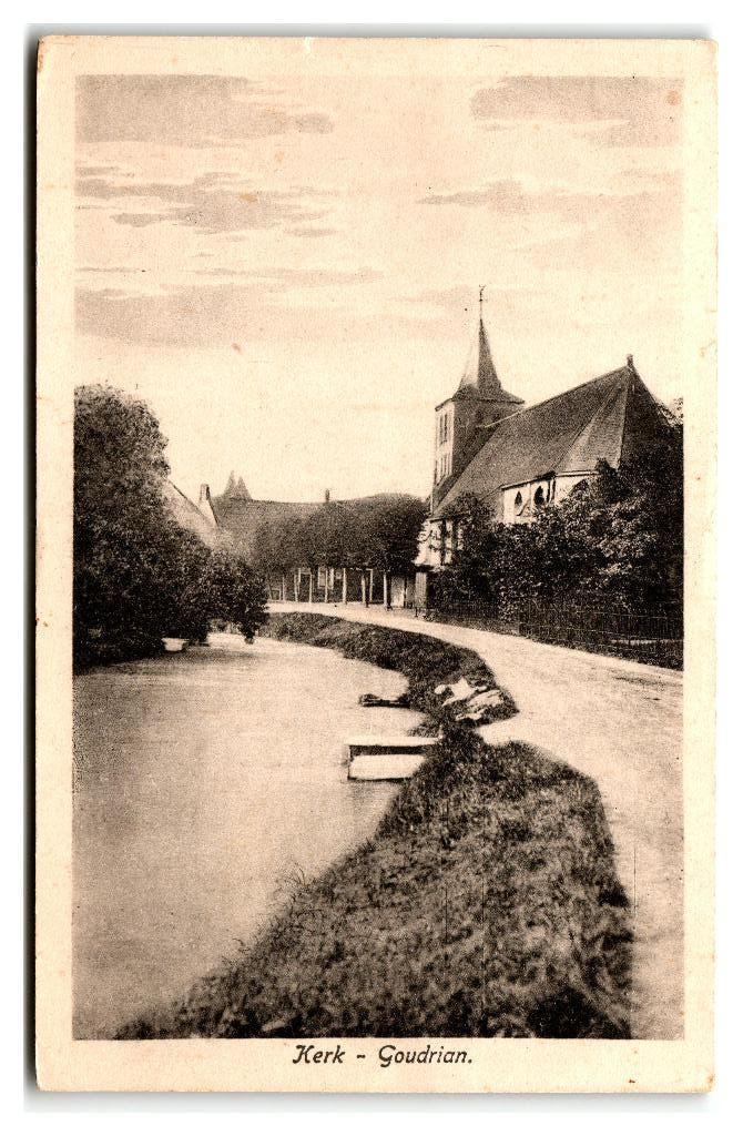Goudriaan, Kerk, Verzamelen, Ansichtkaarten | Nederland, Ongelopen, Zuid-Holland, 1920 tot 1940, Verzenden