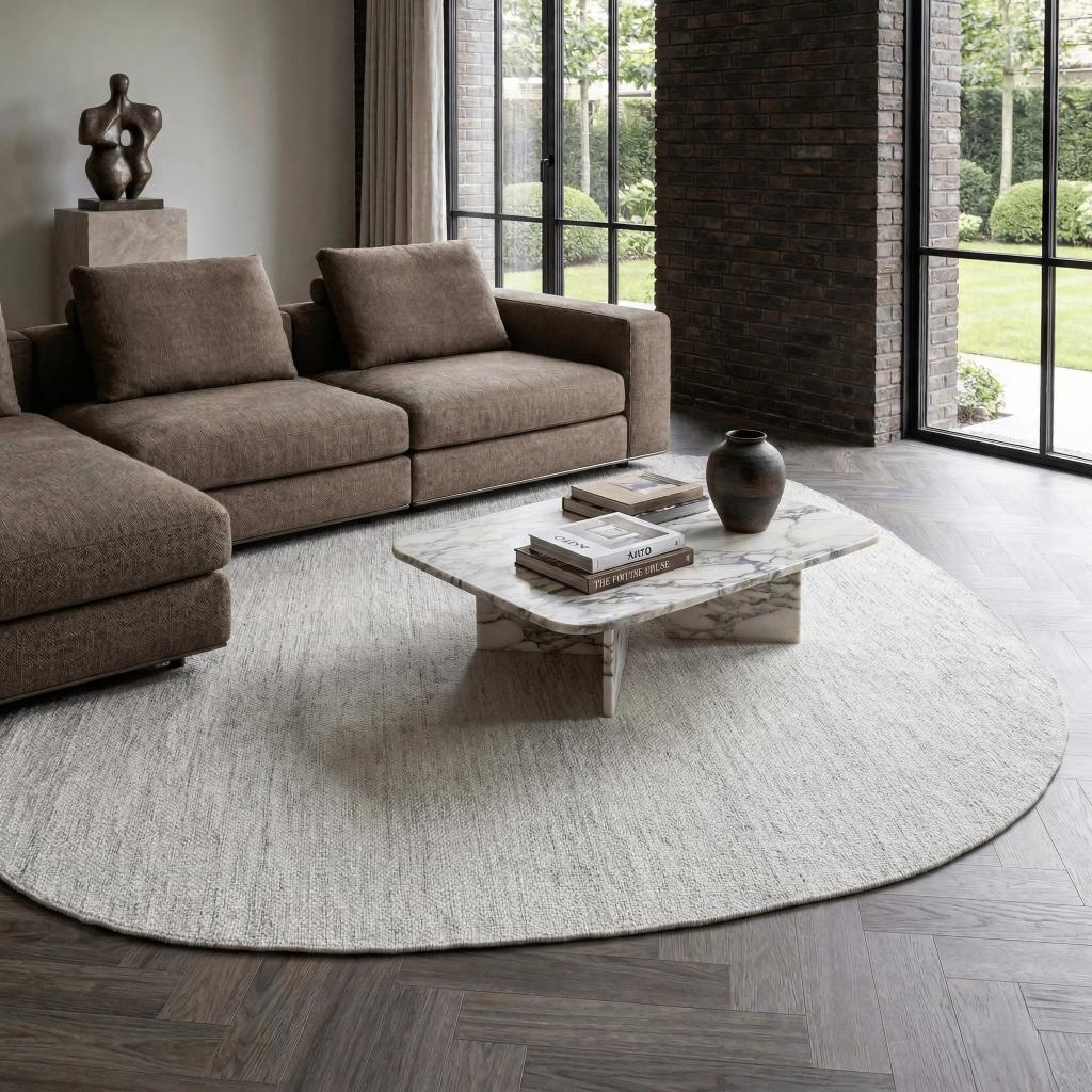 Montel Circulair Ivory Stone Vloerkleed - 320x280cm, Organisch vloerkleed, Overige kleuren, 200 cm of meer, Ophalen of Verzenden