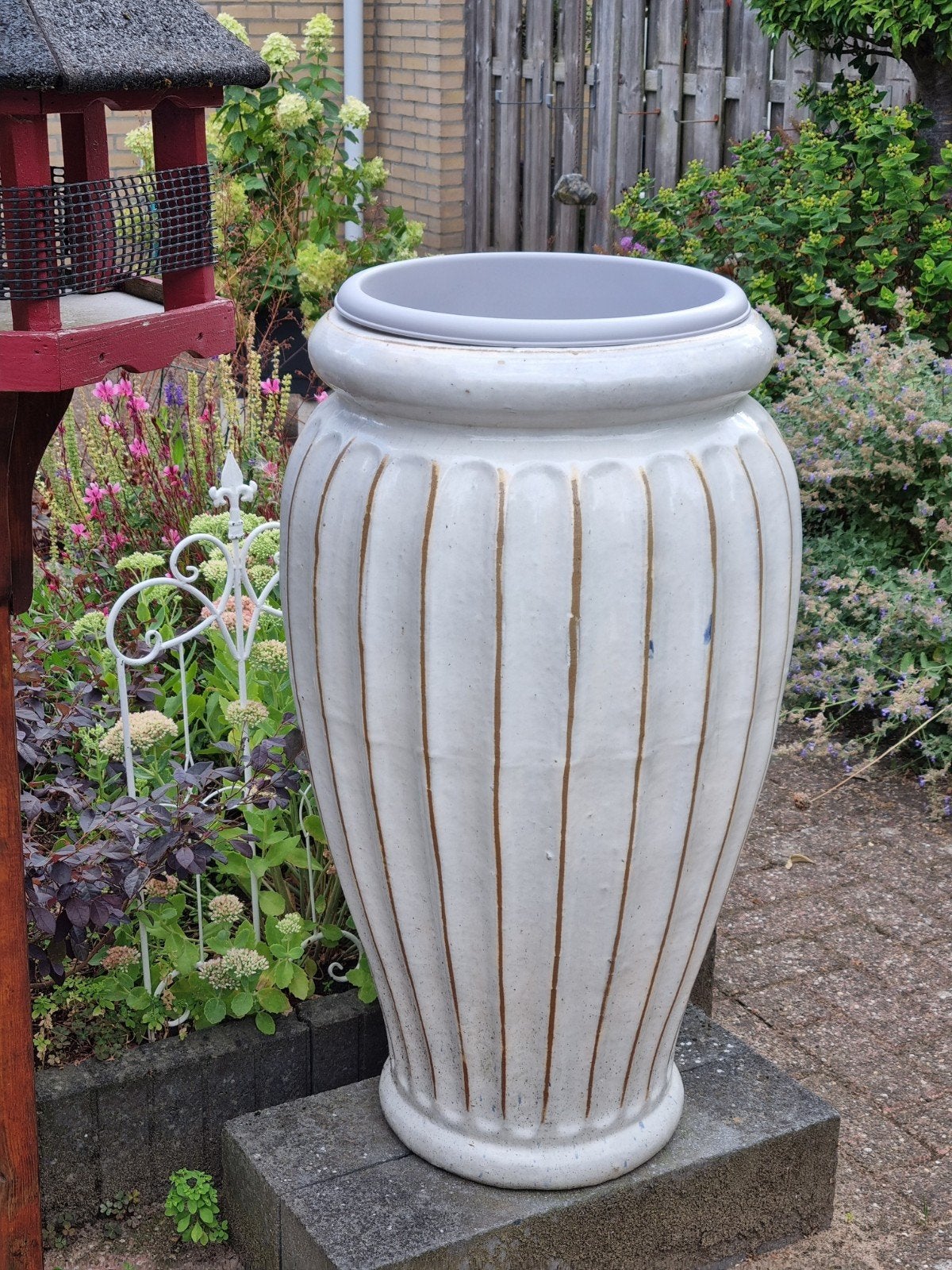 Hoge terras plantenbak  met binnenbak, Ophalen, Steen, Gebruikt, Rond