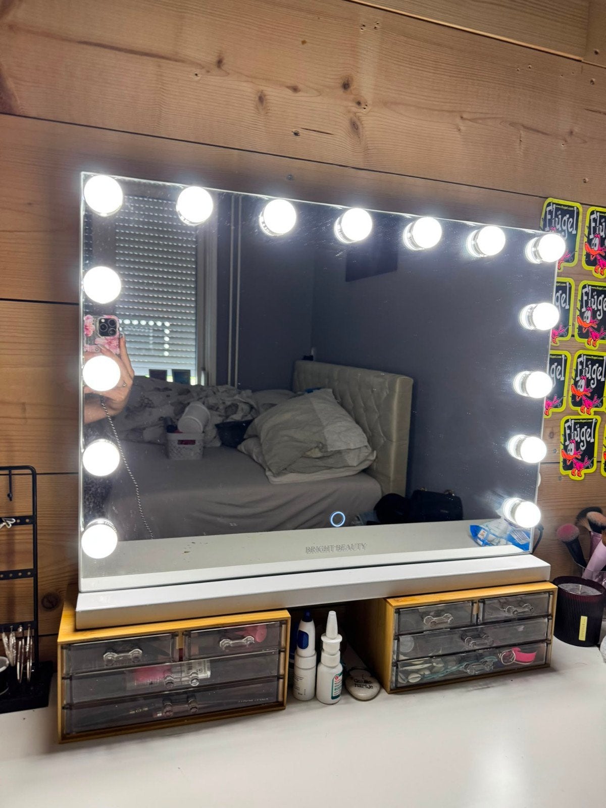 Bright Beauty Make-up Spiegel met Verlichting, Ophalen of Verzenden, Zo goed als nieuw, 75 tot 100 cm, Minder dan 100 cm