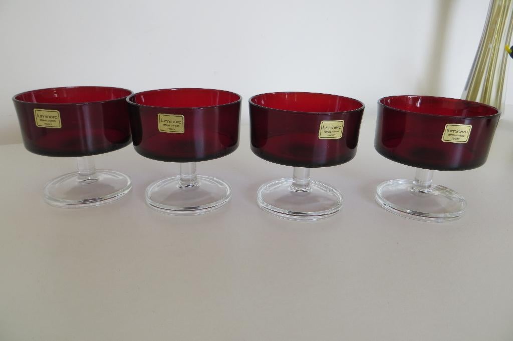 4 vintage champagne / dessert glazen van Luminarc France., Ophalen of Verzenden, Overige typen