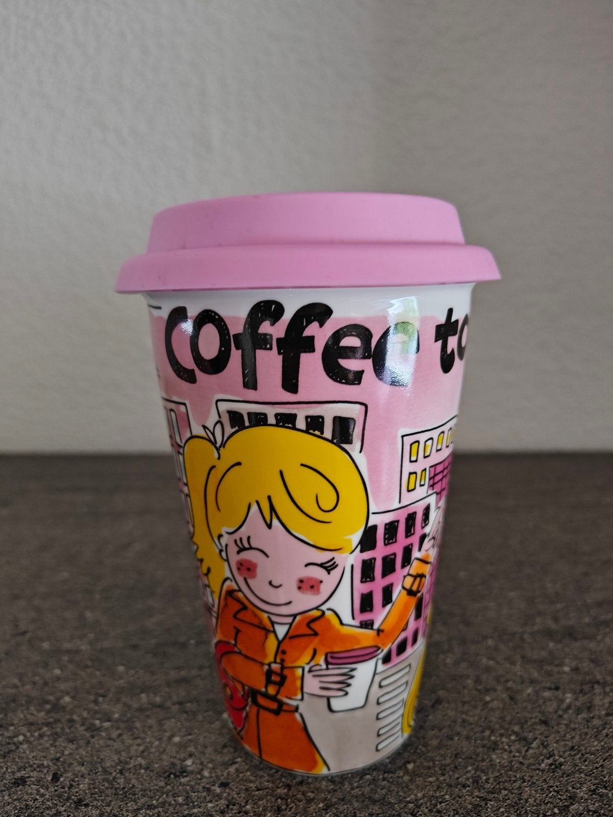 Blond Amsterdam To Go Beker 'Coffee To Go Girl', Huis en Inrichting, Nieuw, Ophalen of Verzenden, Modern, Kop(pen) en/of Schotel(s)