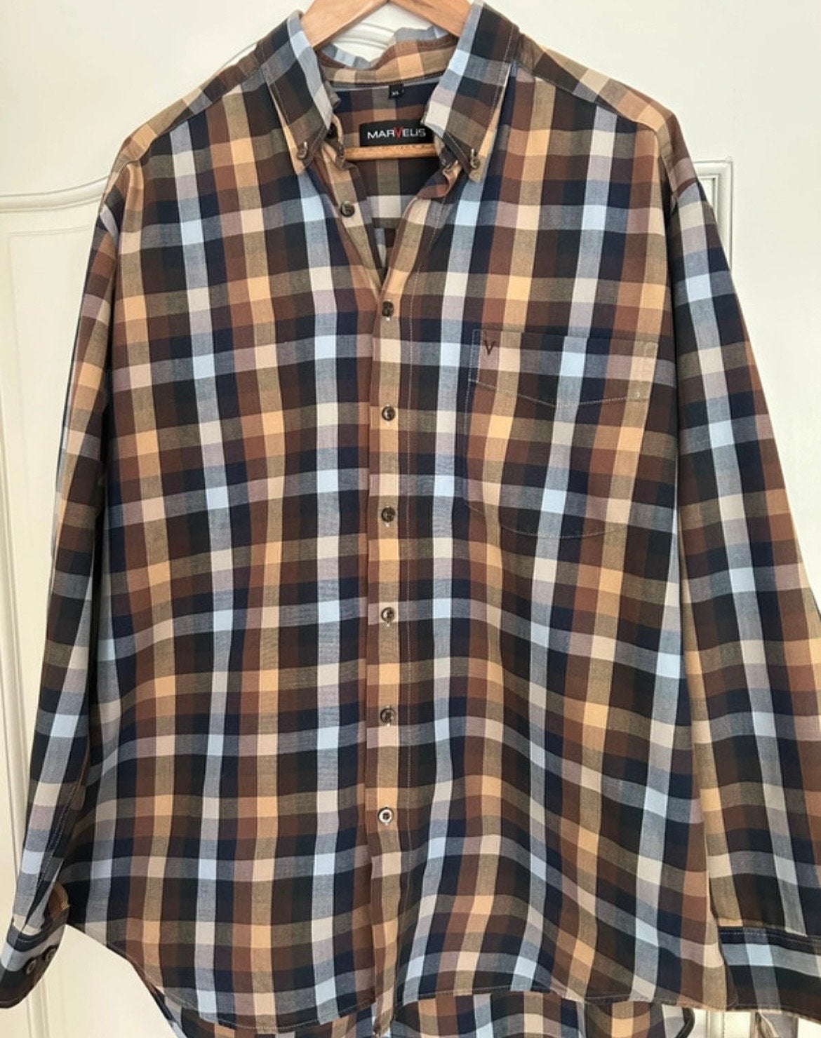 Marvelis geruit overhemd - XL, Kleding | Heren, Ophalen of Verzenden, Zo goed als nieuw, Meerkleurig, Halswijdte 43/44 (XL)