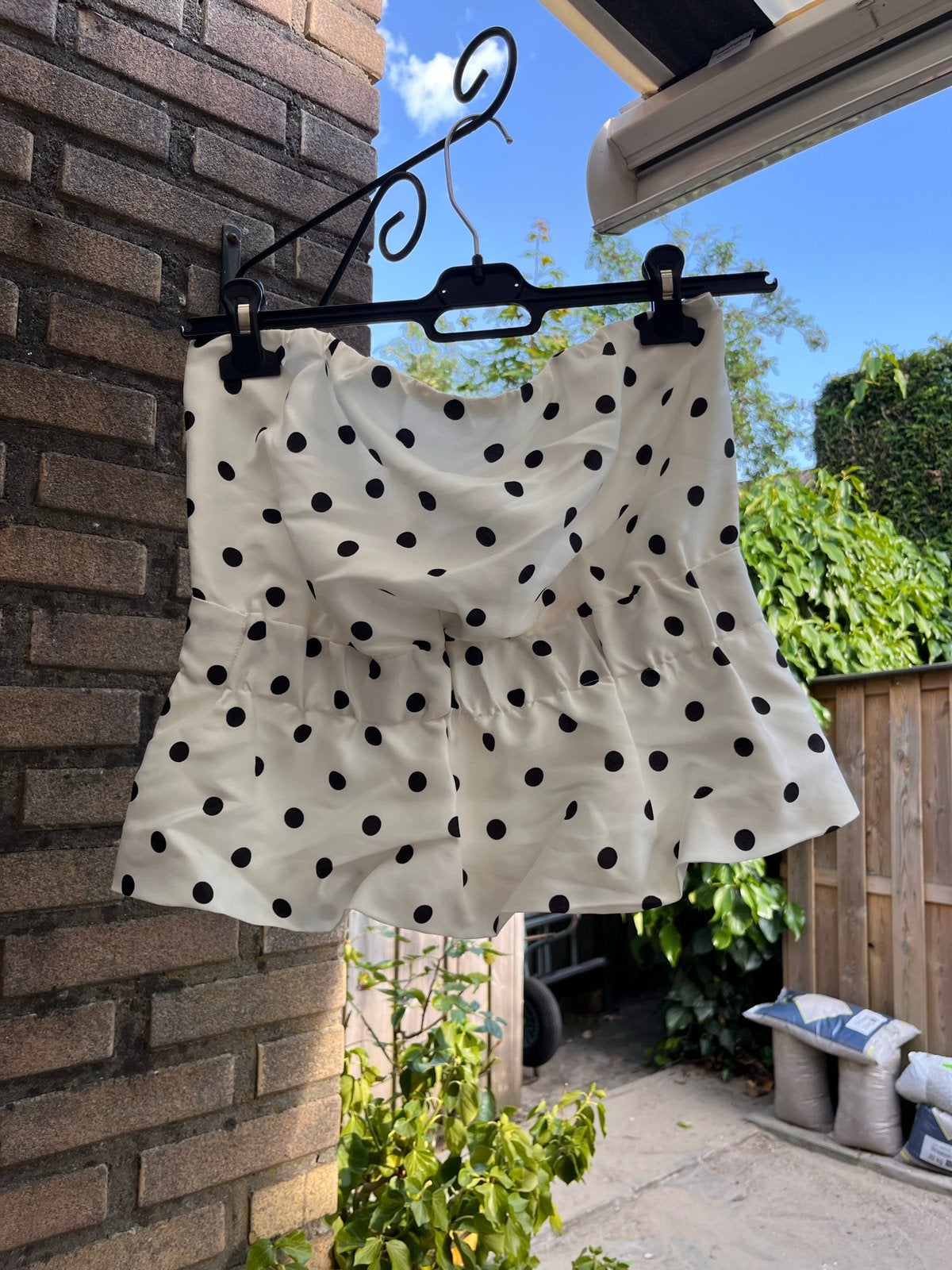 French Connection Polkadot Strapless Peplum Top Maat L, Kleding | Dames, Wit, Maat 42/44 (L), Nieuw, Ophalen of Verzenden