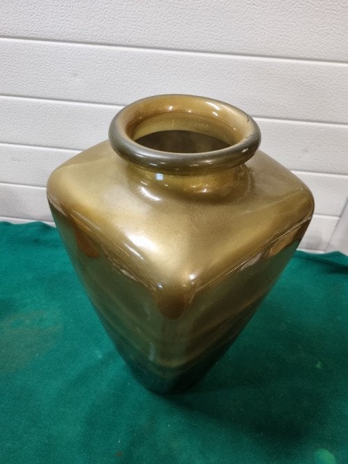 vaas goud bruin glas spain, Ophalen of Verzenden