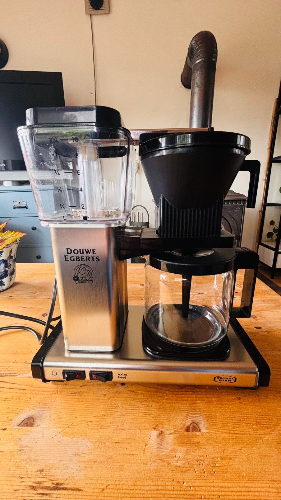 Douwe Egberts Moccamaster zilver, 4 tot 10 kopjes, Ophalen of Verzenden, Zo goed als nieuw, Koffiemachine