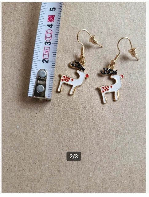 Oorbellen wit rendier met rode stippen h, Diversen, Onbekend, Nieuw, Ophalen of Verzenden, Losse verkoop