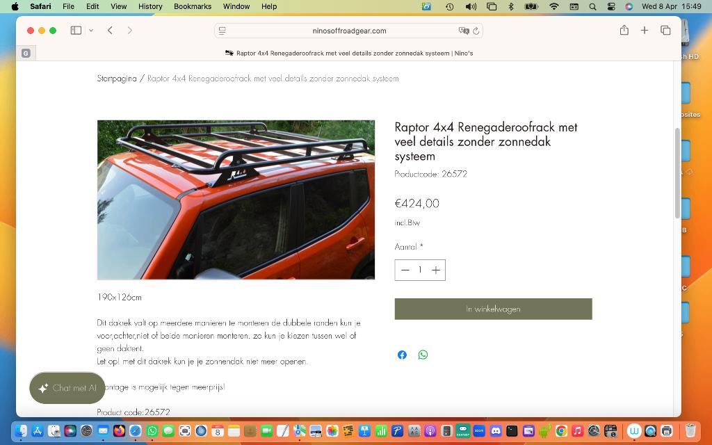 Roof rack voor Suzuki Jimny, Auto diversen, Dakdragers, Zo goed als nieuw, Ophalen