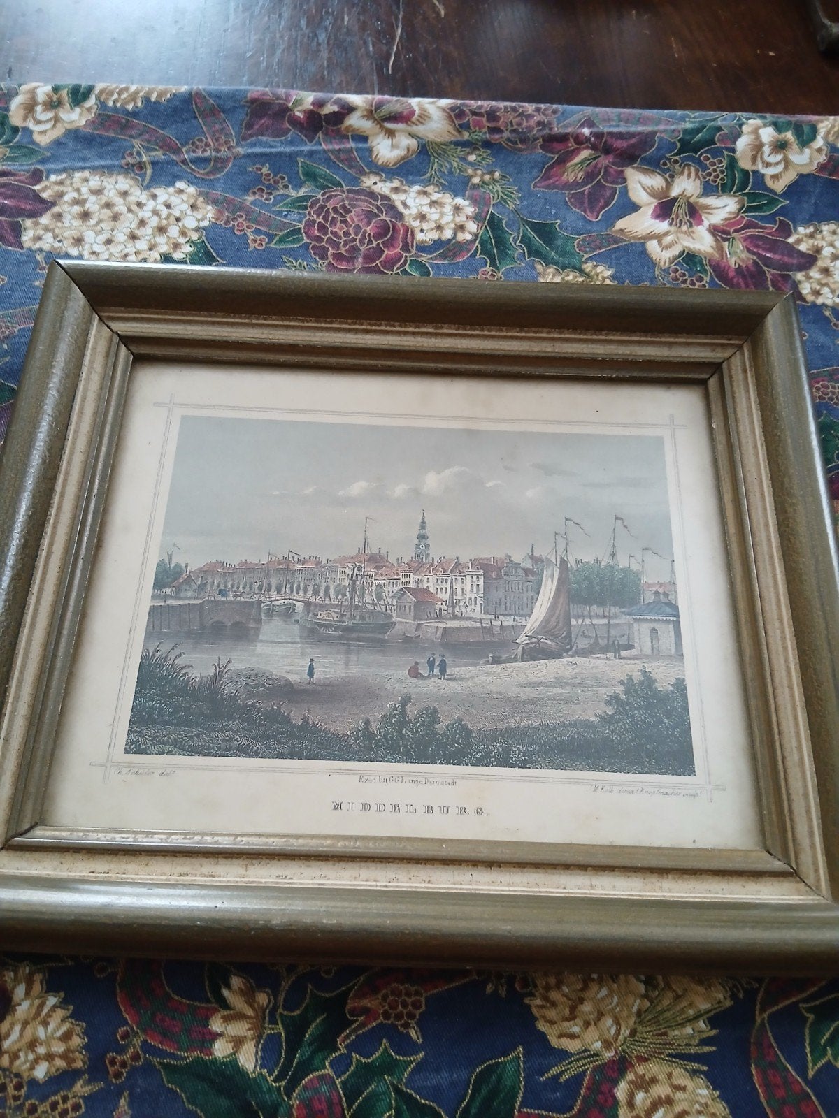 Antieke prent Middelburg, Ch. Schüler, J.M. Kolb, 19e eeuw, Antiek en Kunst, Stadsgezicht, Ophalen of Verzenden, Lithografie, Ingelijst