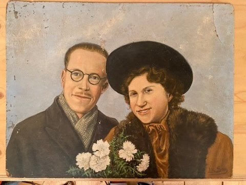 portret schilderij, Antiek en Kunst, Kunst | Schilderijen | Klassiek, Ophalen of Verzenden, Klassiek, Portret of Personen, Paneel