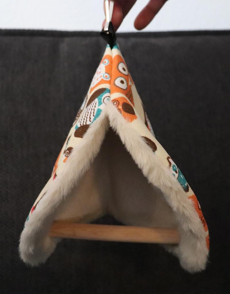 Vogel tent hutje met stokje vogeltent hut uiltjes geel, Ophalen of Verzenden, Nieuw, Kooi-accessoires