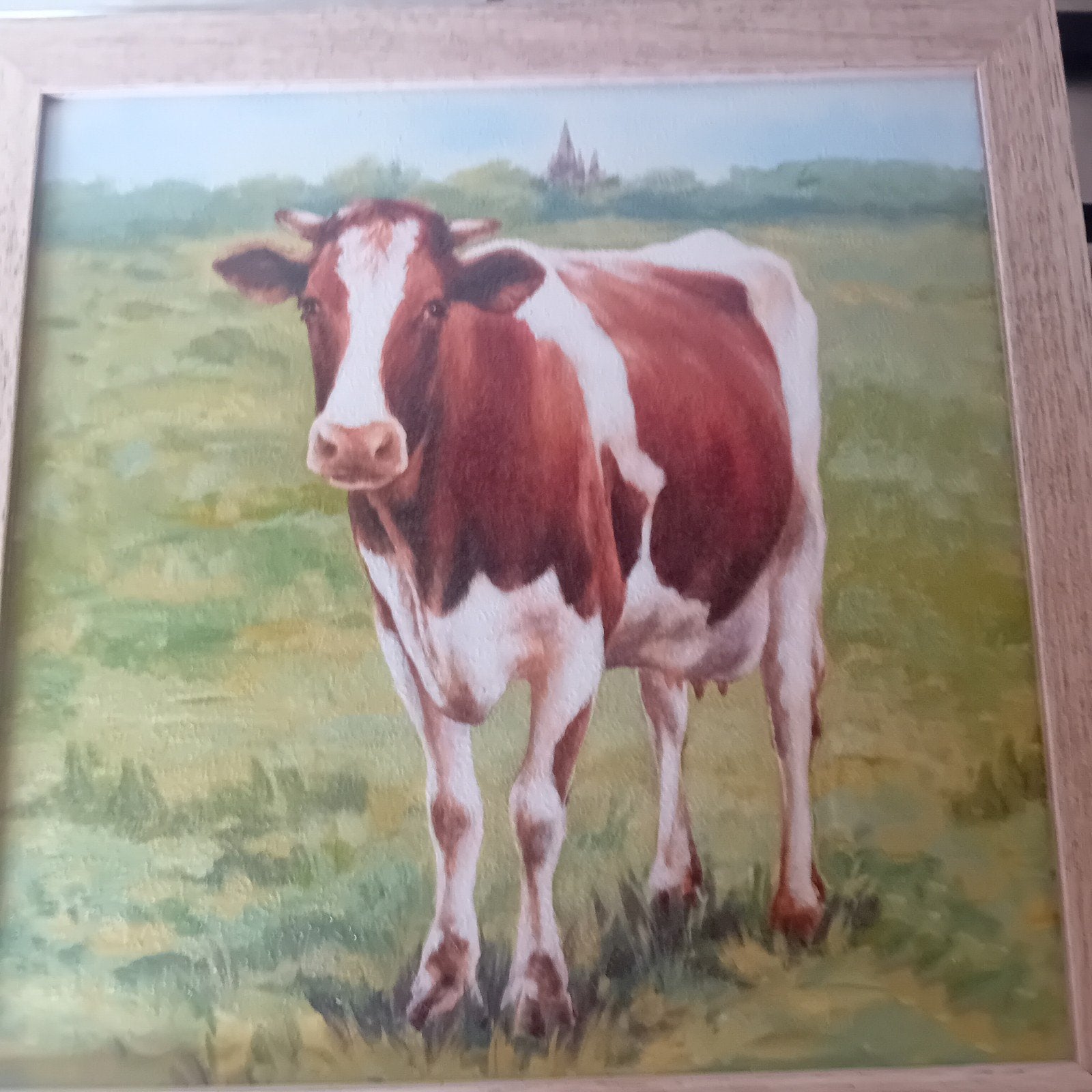Schilderij van een koe in wei  11 euro, Antiek en Kunst, Ophalen of Verzenden