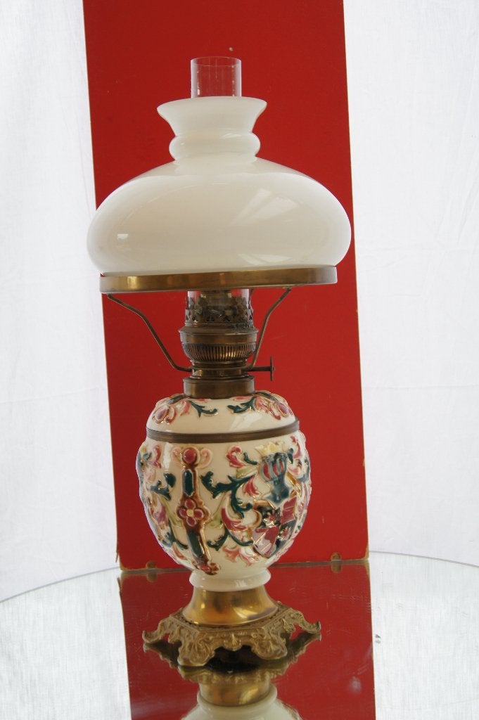 Petroleum lamp ( Staand, Antiek en Kunst, Antiek | Lampen, Ophalen of Verzenden