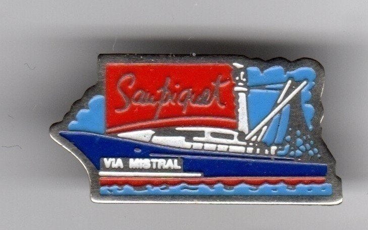PIN VIA MISTRAL VISSERSSCHIP, Verzamelen, Ophalen of Verzenden, Gebruikt, Overige onderwerpen
