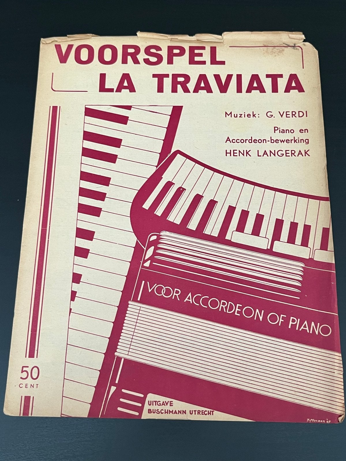 Bladmuziek: Voorspel La Traviata voor Accordeon of Piano, Gebruikt, Overige soorten, Ophalen of Verzenden, Accordeon