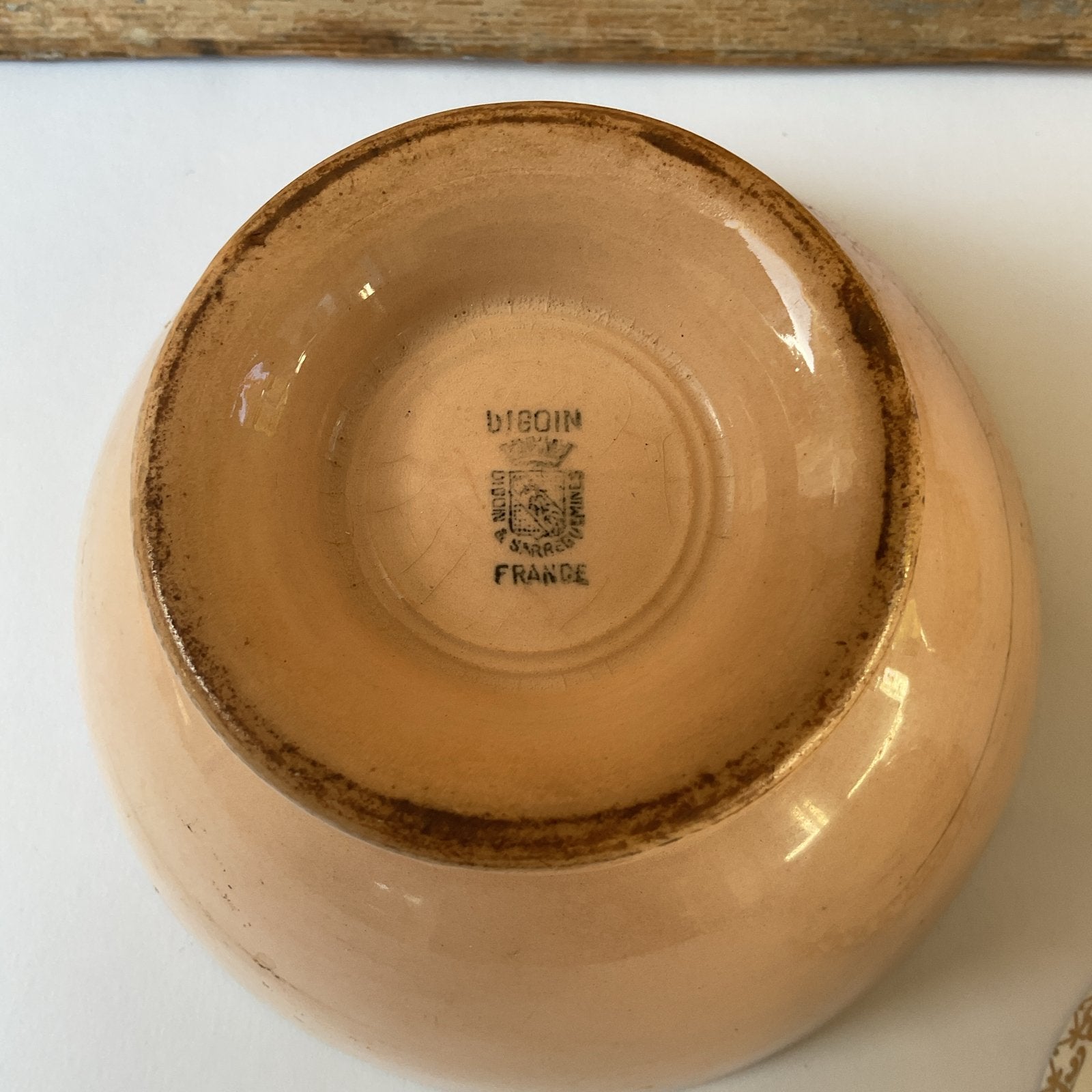 Antieke Spoelkom Digion met merkje + 2 kleine spoelkommetjes, Ophalen of Verzenden