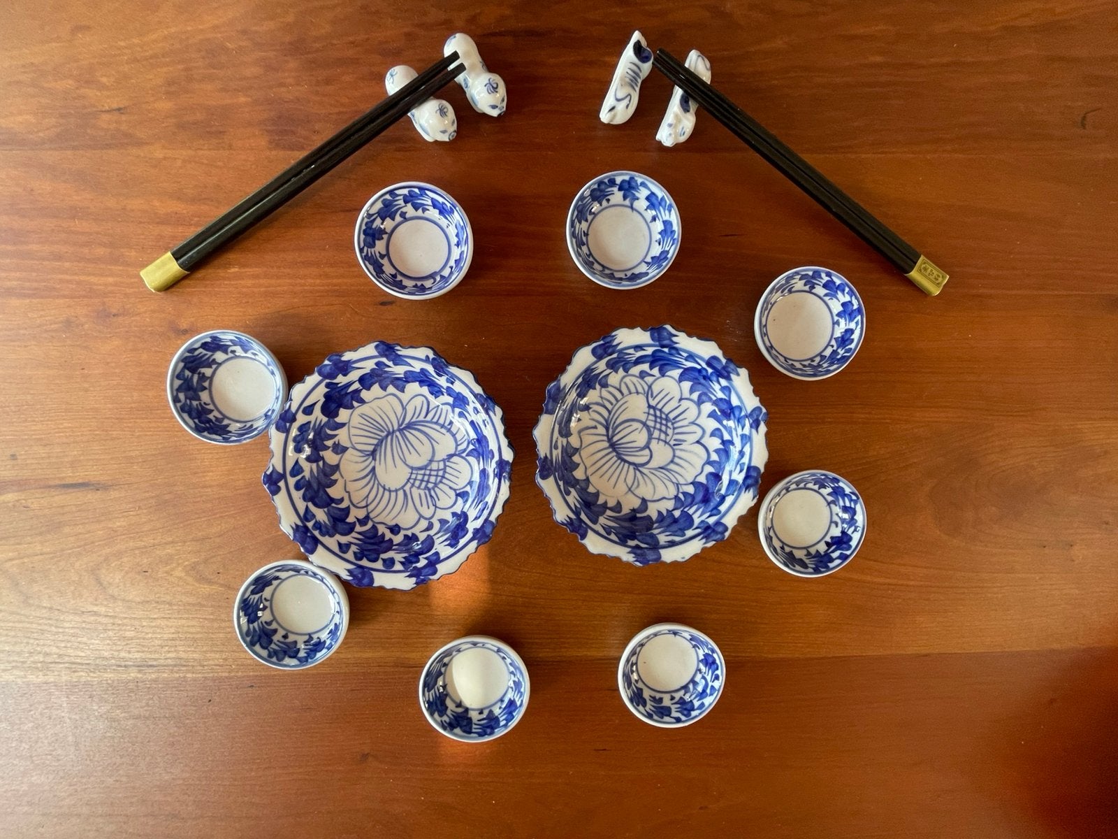 Chinees servies: schaaltjes, eetstokjes en houders, Ophalen of Verzenden