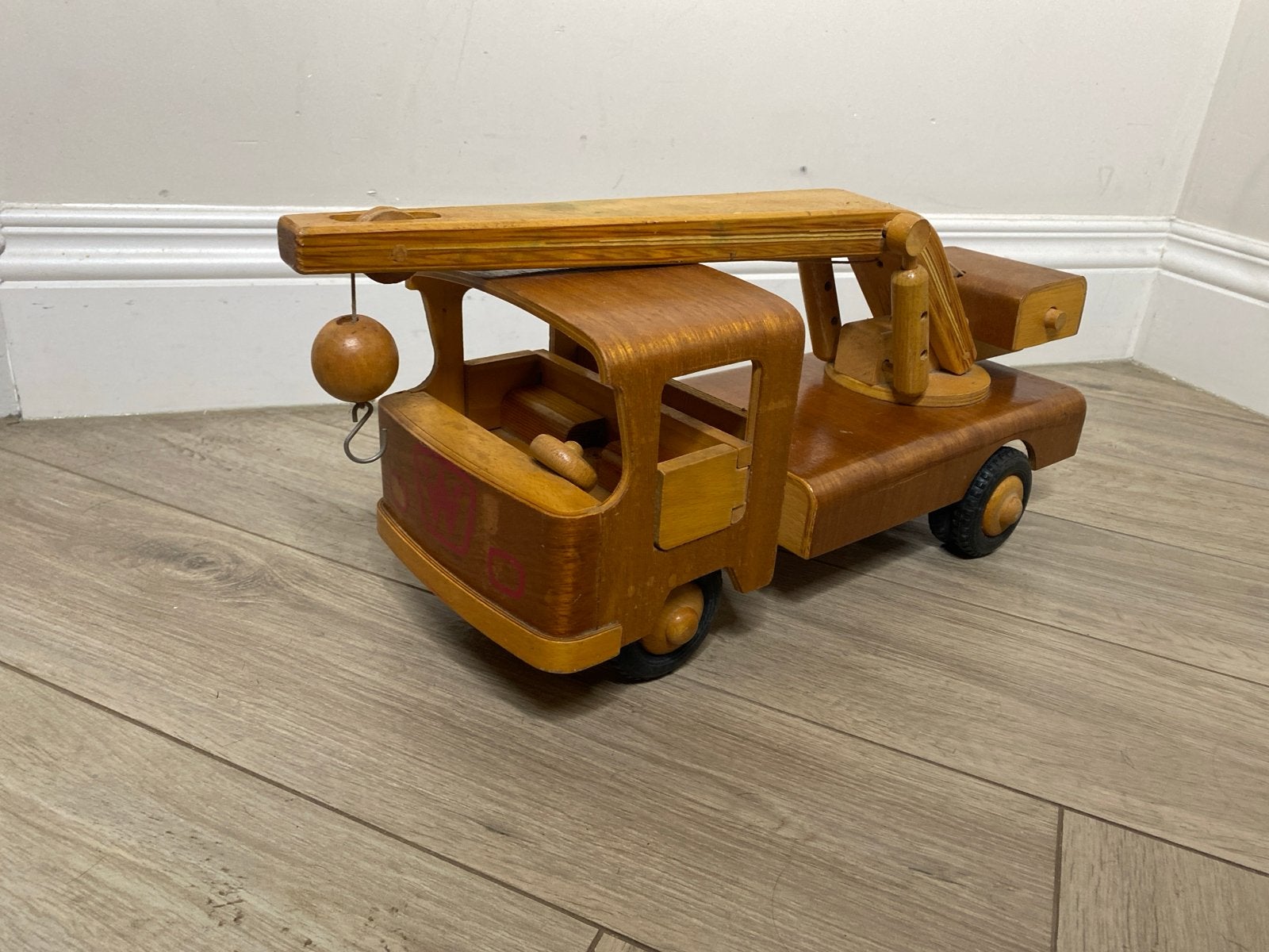 Vintage houten speelgoed kraanwagen FWF (DDR, jaren '60/'70), Gebruikt, Overige typen, Ophalen of Verzenden, Info@werdauer.de