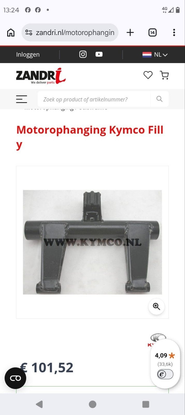 tekoop motorophanging kymco filly, Ophalen, Kymco