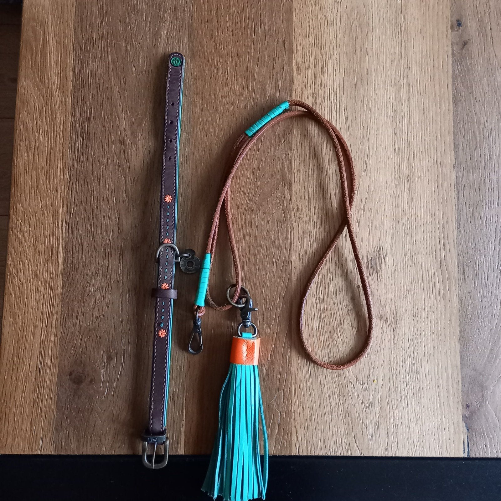 Dog with a mission halsband en riem, Dieren en Toebehoren, Ophalen of Verzenden, Handgemaakt, Gebruikt