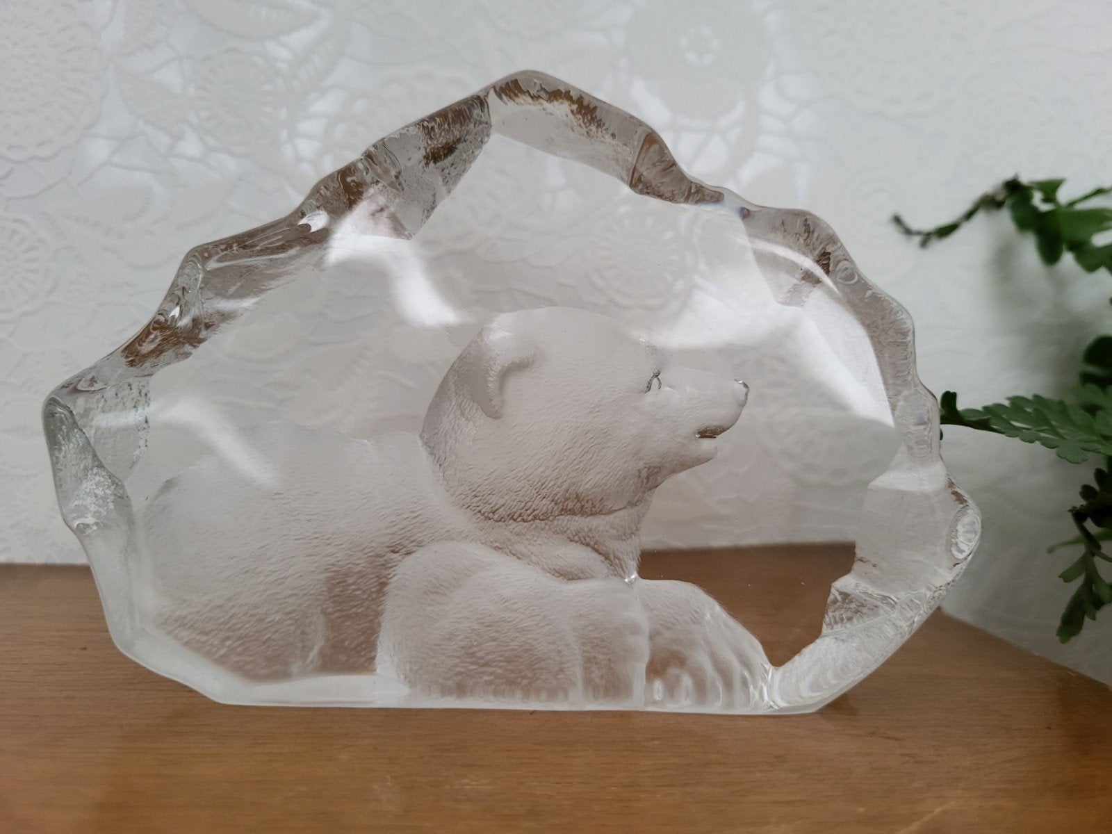 Vintage Mats Jonasson loodkristal glas sculptuur ijsbeer., Antiek en Kunst, Ophalen of Verzenden