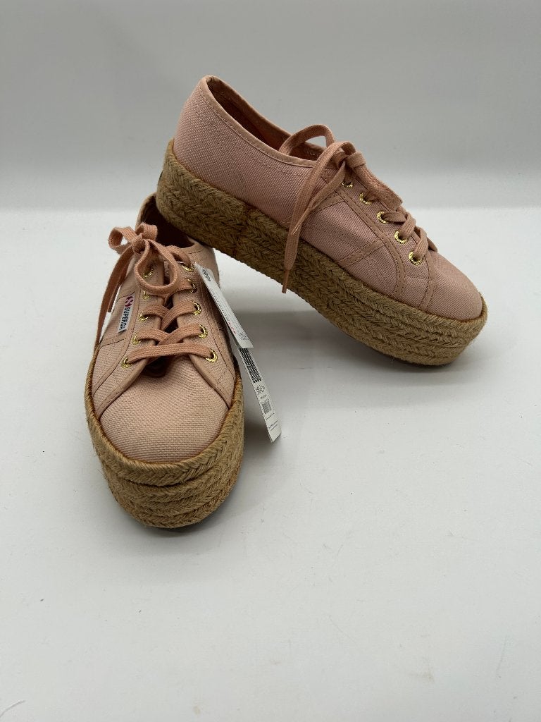 Superga, maat 38, roze  magahony rope‑platform sneakers., Verzenden, Roze, Superga, Sneakers of Gympen