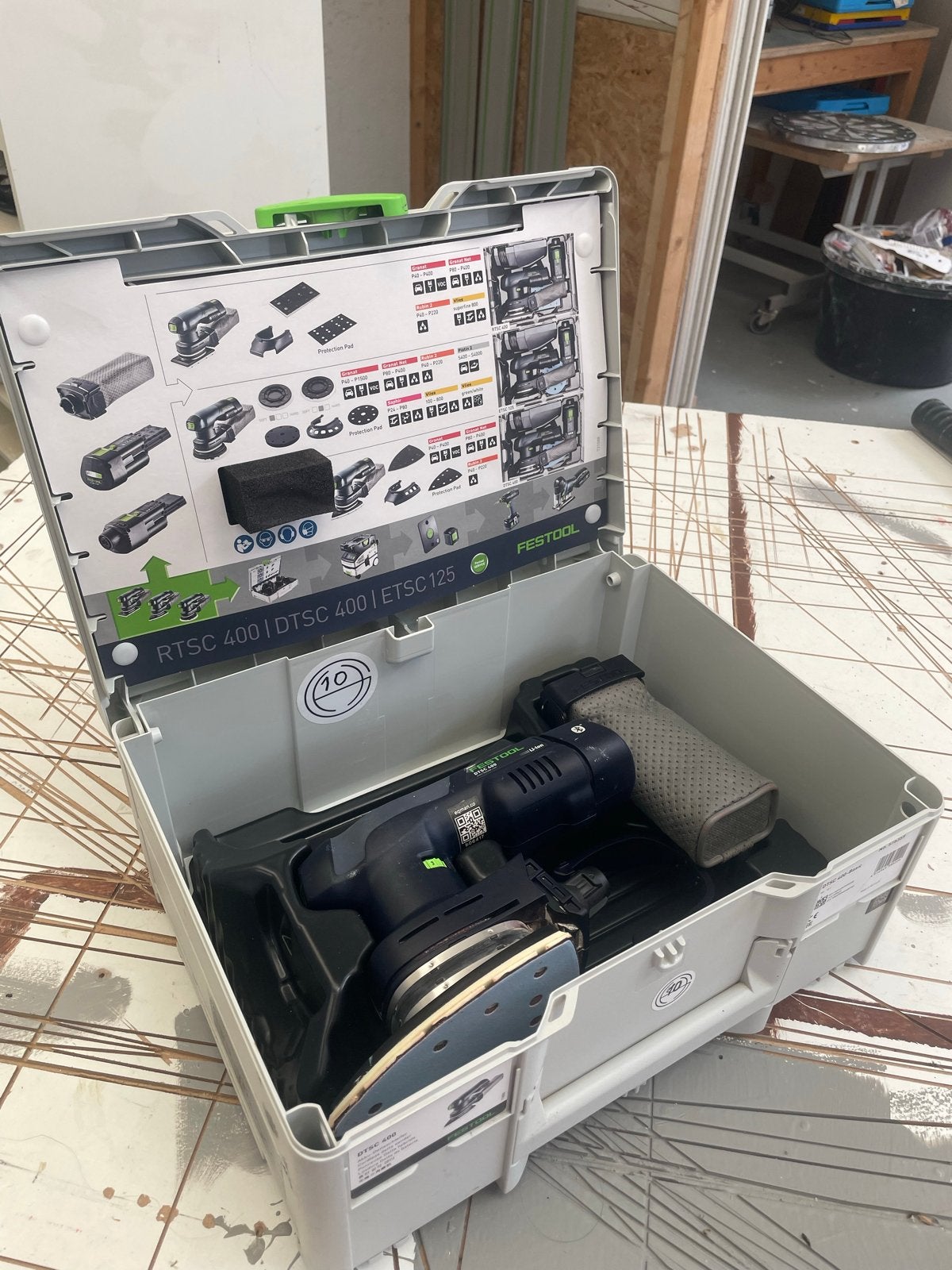 Festool DTSC 400 Li-Ion Accu Schuurmachine in Systainer, Ophalen of Verzenden, Gebruikt, Minder dan 600 watt, Vlakschuurmachine