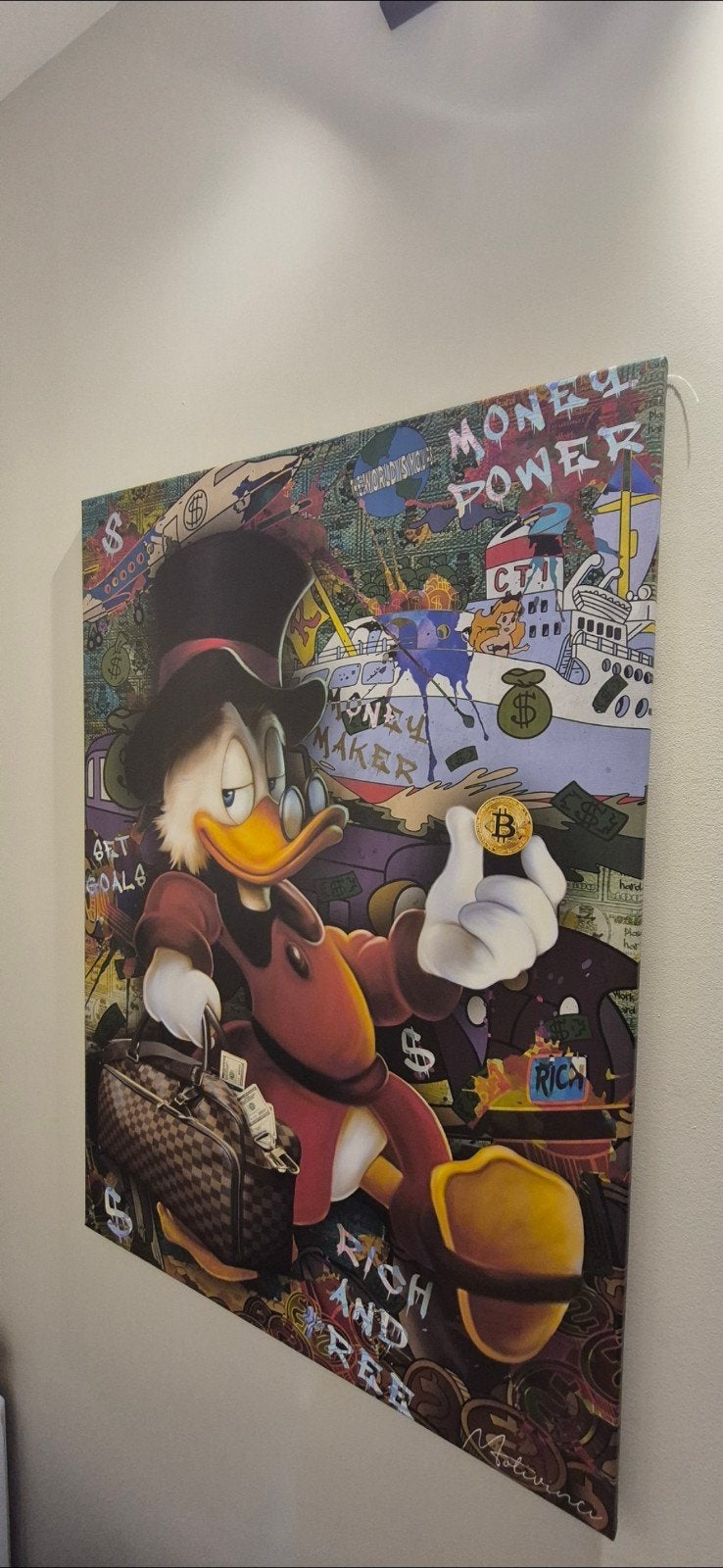 Dagobert Duck 'Money Power' Canvas Schilderij, Ophalen of Verzenden