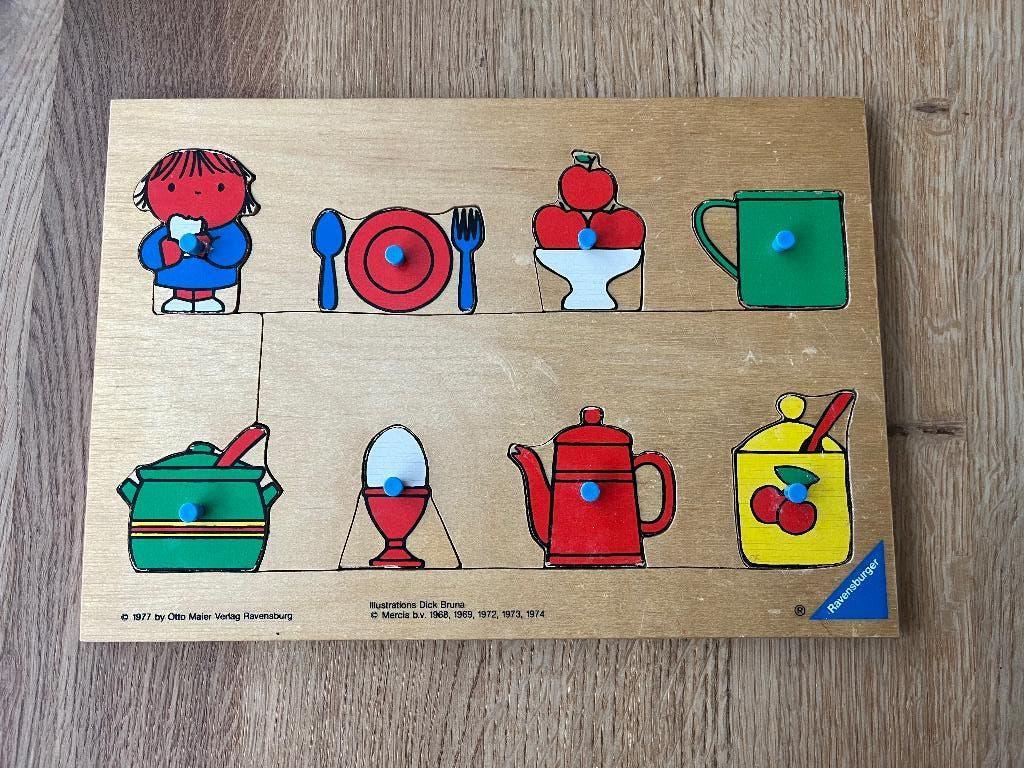 Dick Bruna - houten noppenpuzzel - vintage - 1977, Antiek en Kunst, Ophalen of Verzenden