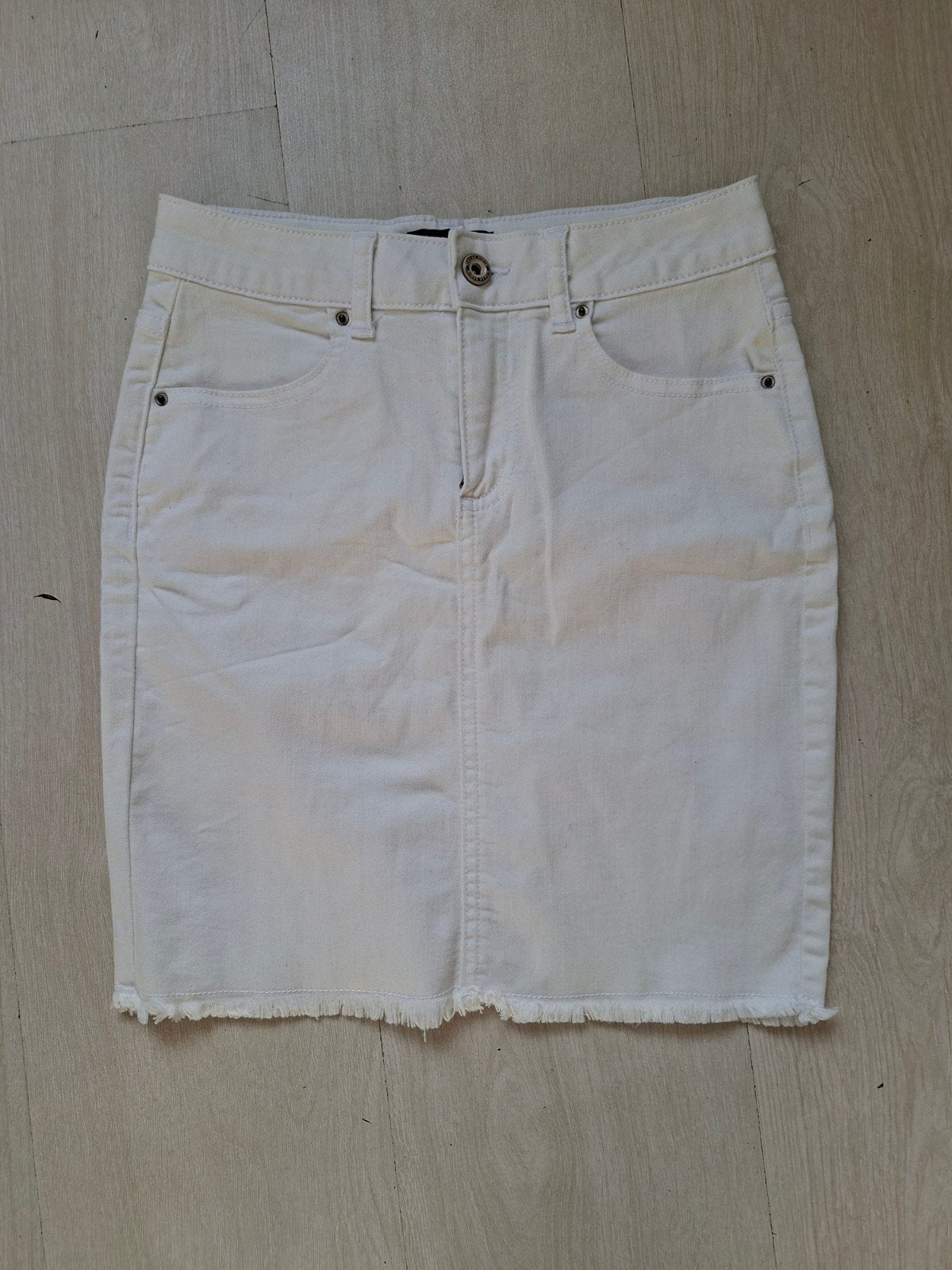 Pieces spijkerrokje maat XS, Wit, Ophalen of Verzenden, Zo goed als nieuw, Maat 34 (XS) of kleiner