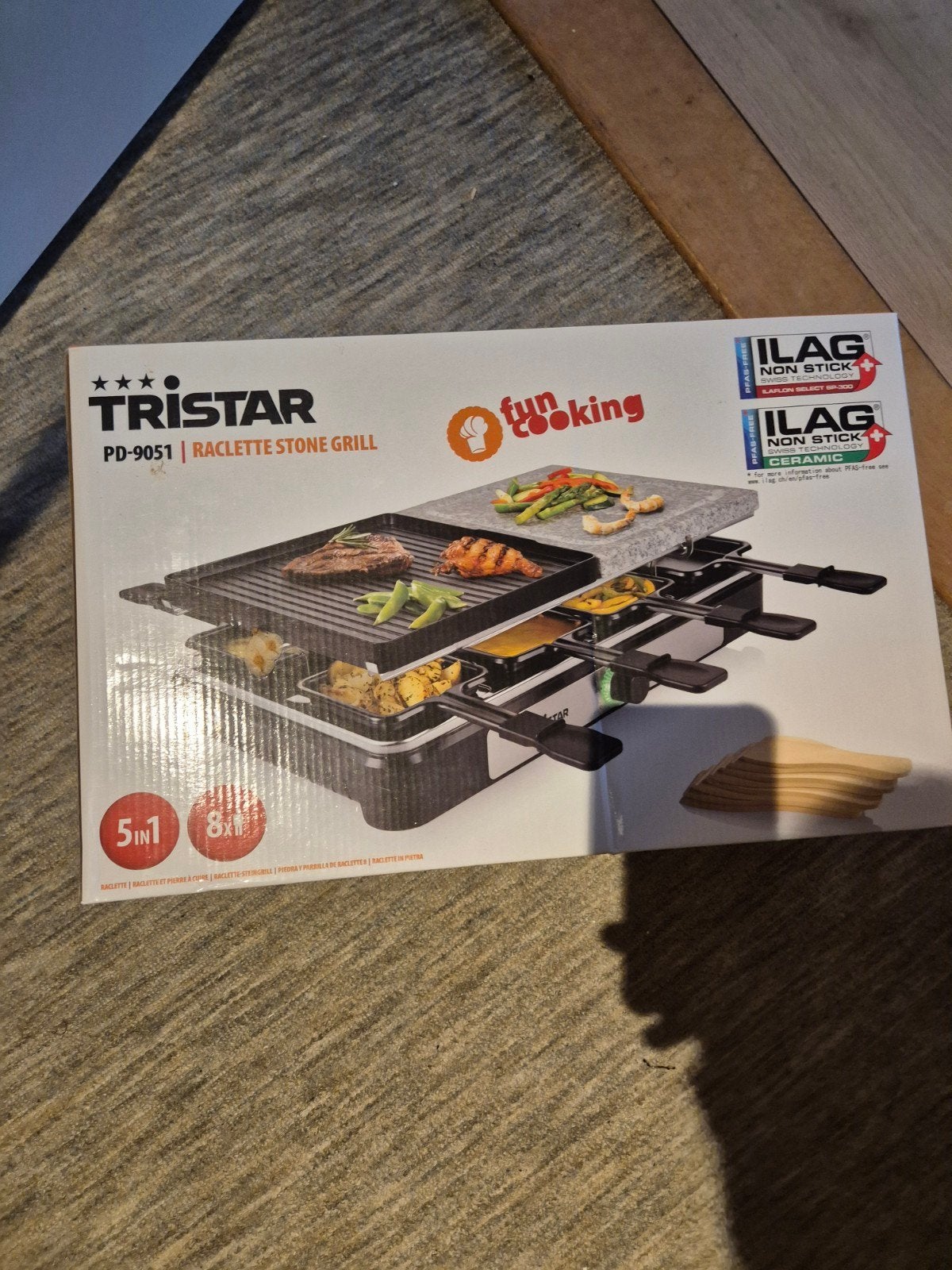 Tristar Steengrill 5 in 1 PD 9051 Raclette Gourmet, Ophalen of Verzenden, Nieuw, 8 personen of meer