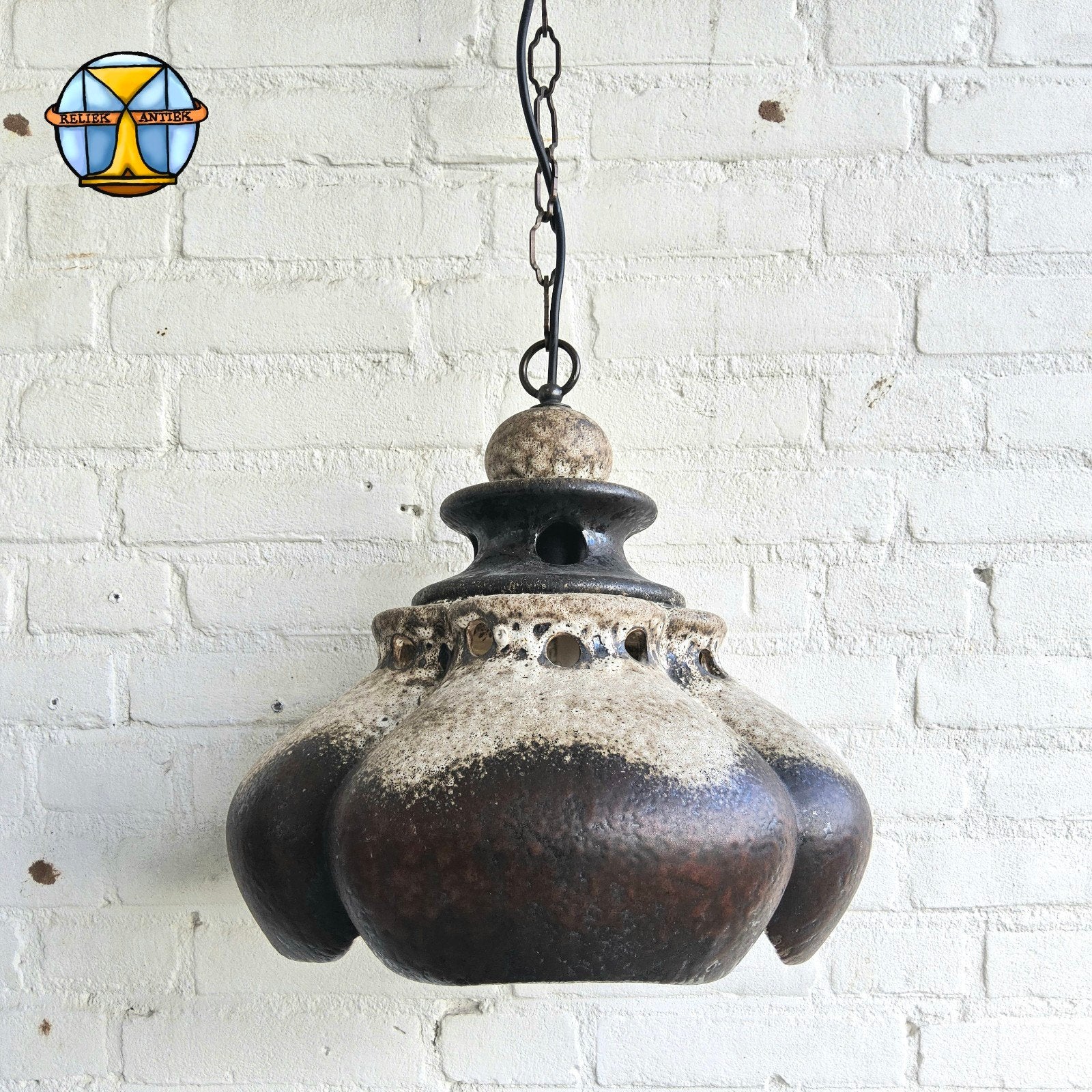 Vintage keramieken hanglamp west Germany brutalistische lamp, Huis en Inrichting, Vintage / mid century / brutalistisch, ., Keramiek