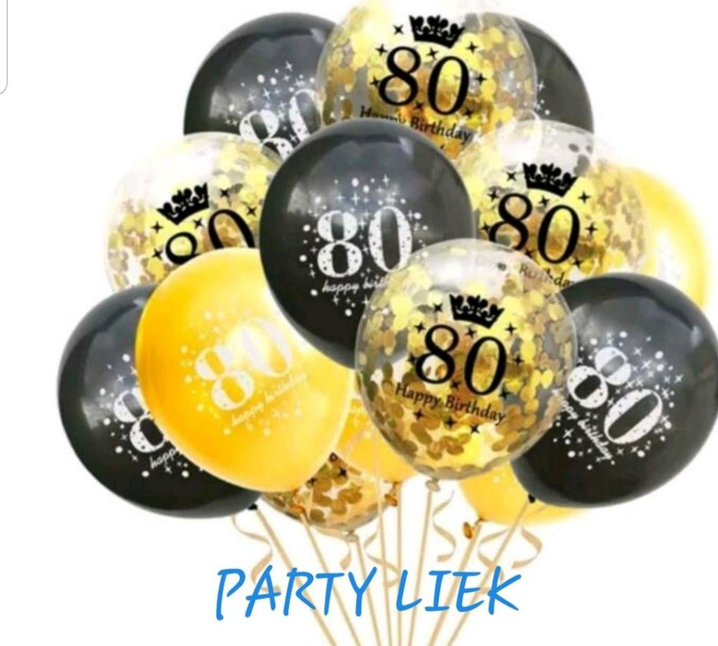 80 jaar ballonnen mix nr C375, Ophalen of Verzenden, Nieuw, Versiering, Verjaardag
