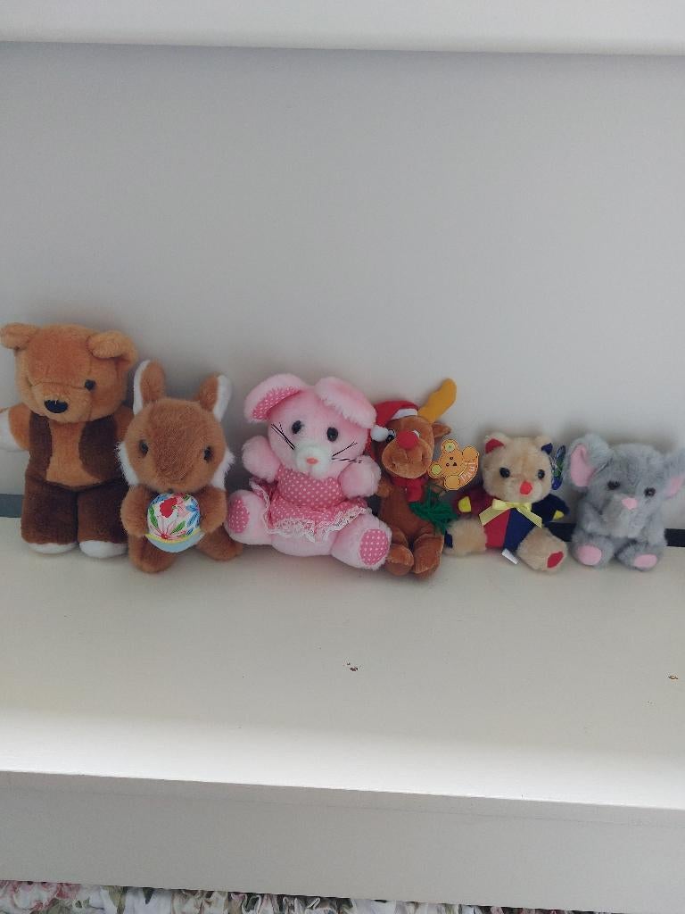 6 nieuwe knuffeltjes, beer 2x,konijn,muis,rendier,olifantje, Overige merken, Overige karakters, Overige typen, Nieuw