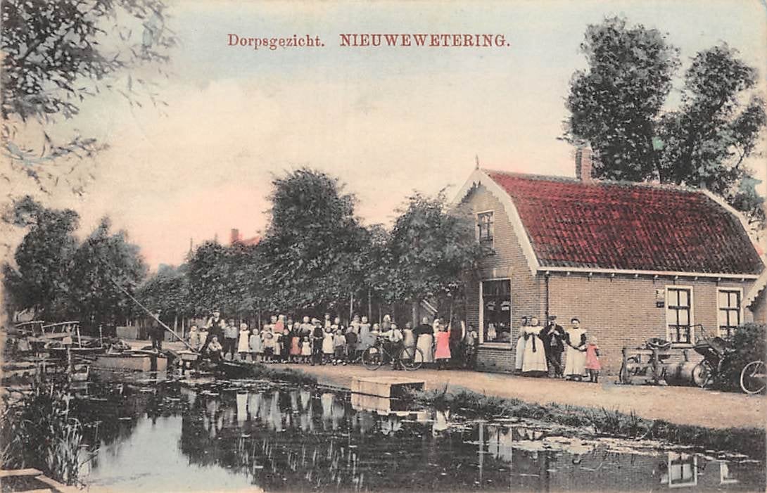 Nieuwewetering Dorpsgezicht Nieuwe Wetering Kaag en Braassem, Verzenden, Voor 1920, Gelopen, Zuid-Holland